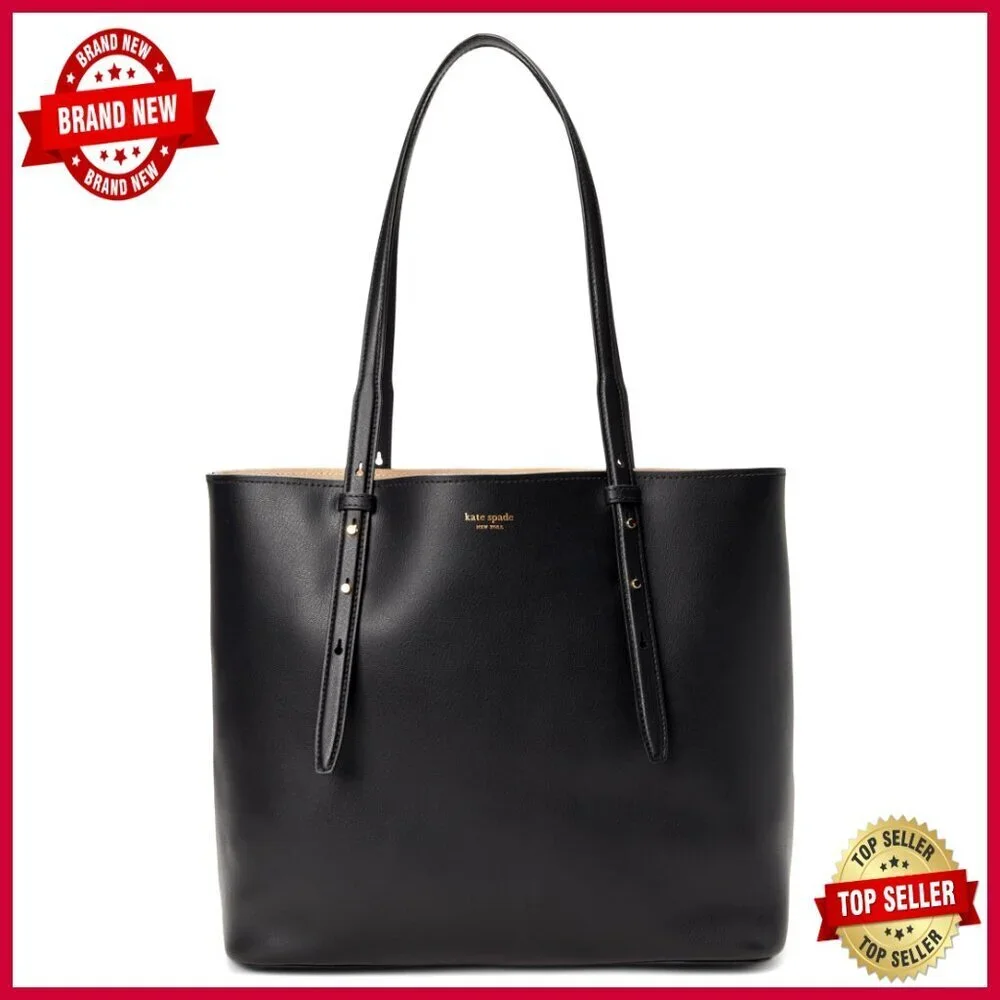 Large Leather Tote with Laptop Pocket, Multiple Compartments, Shoulder Strap